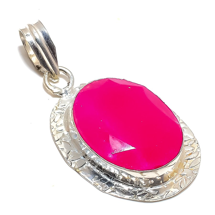 Ruby Gemstone Handmade Ethnic Silver Jewelry Pendant 1.8" | eBay